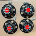 4pcs Gloss Black for 1980-1996 F150 Bronco Van Chrome Wheel Hub Center Caps RED Center (Red)