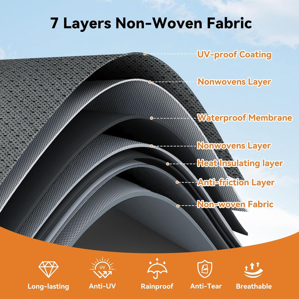 Travel Trailer Cover 27-30 FT, Heavy Duty 7-Layer RV Cover, Rip-Stop Camper Cover, Windproof with 5+2 Straps, UV & Snow Protection, Fits Rooftop A/C