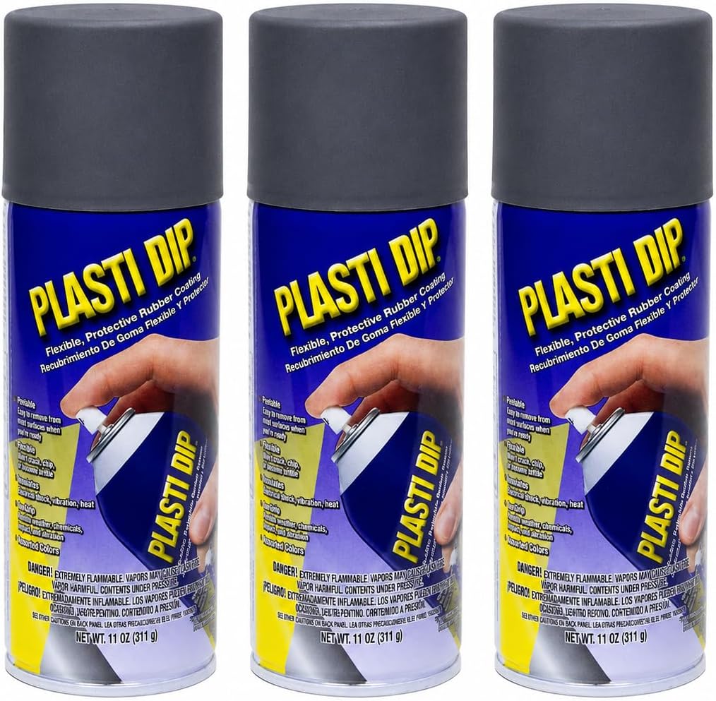 Plasti Dip Spray Coating, Gunmetal Gray, 11 oz Aerosol Cans, 3 Pack, Multi-Purpose Peelable Rubber Coating, Flexible Protective Spray for Wheels, Trim, Auto, Home, Garden, Craft & DIY Projects