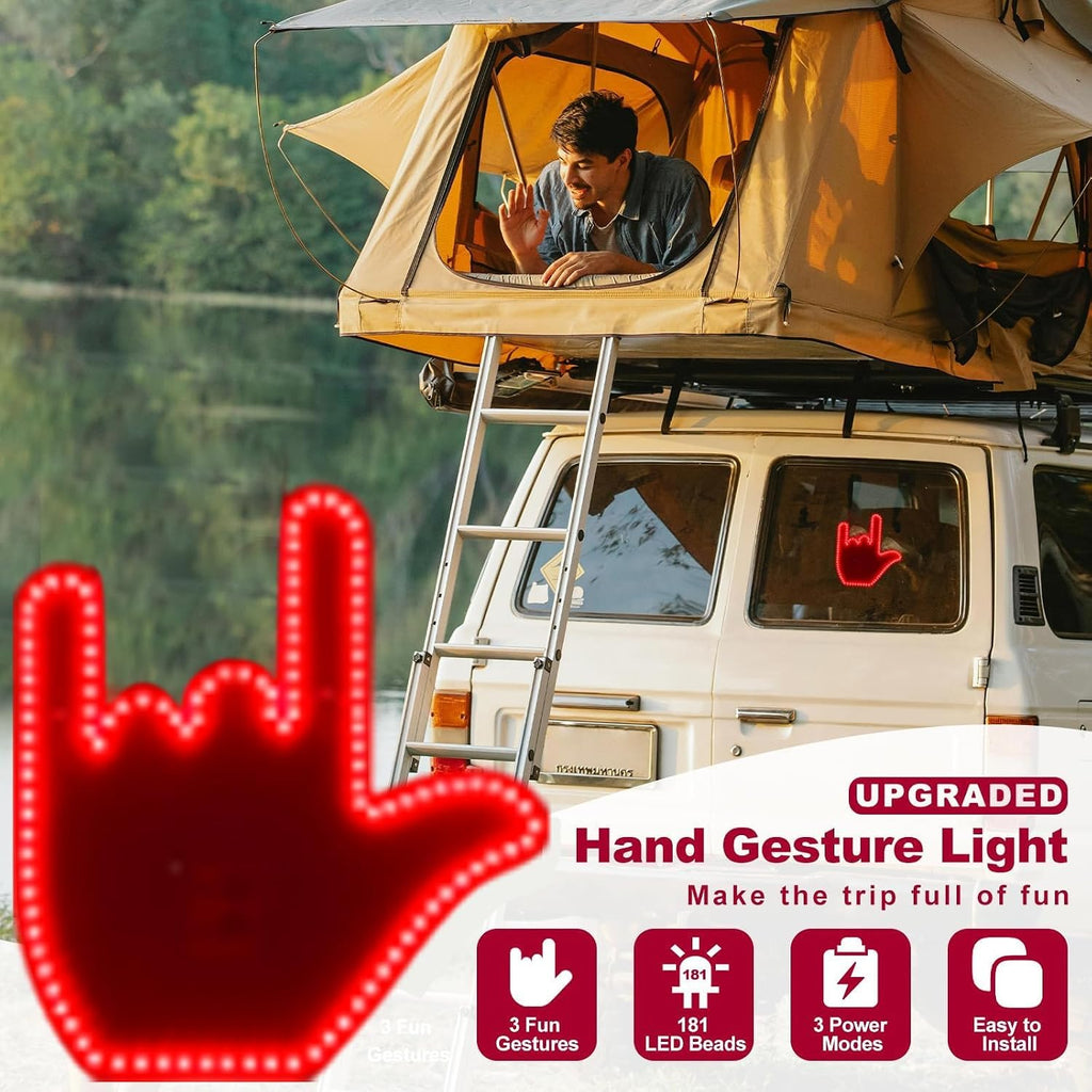 Middle Finger Car Light - Glo Hand Gesture Light for Car,Light Up Middle Finger for Cars Window, Led Hand Gesture with Remote,Road Rage Hand Led Sign, Fun Truck Accessories
