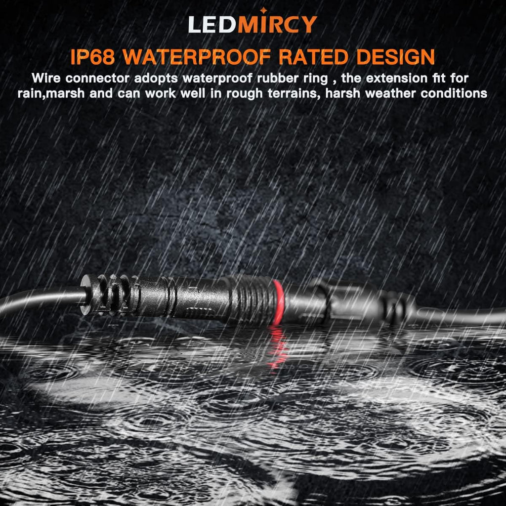LEDMIRCY LED Rock Lights Extension Cable 2 Pins Wire Connectors 6PCS 5ft 22AWG Female Male Waterproof Extension Cable 11mm Nut Small Size for LED Strip Light Driving Fog Lights(Only for Single Color)