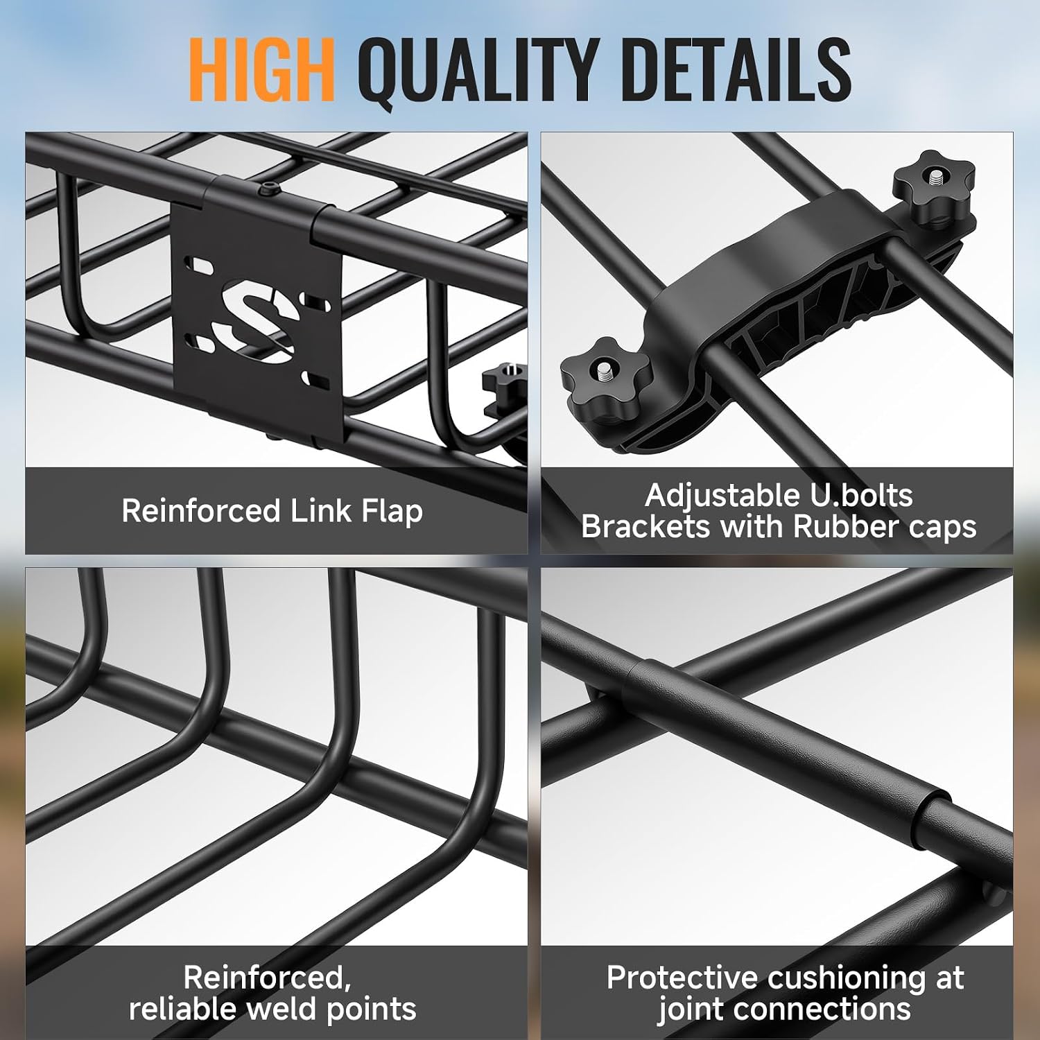 Sailnovo 51"x 36"x 5" Heavy Duty Roof Rack Cargo Basket with Extension, 200 LBS Universal Steel Rooftop Carrier with 15 Cu.Ft Waterproof Soft Bag+Lock+Net+2 Strap for SUV, Truck, RV, Pickup