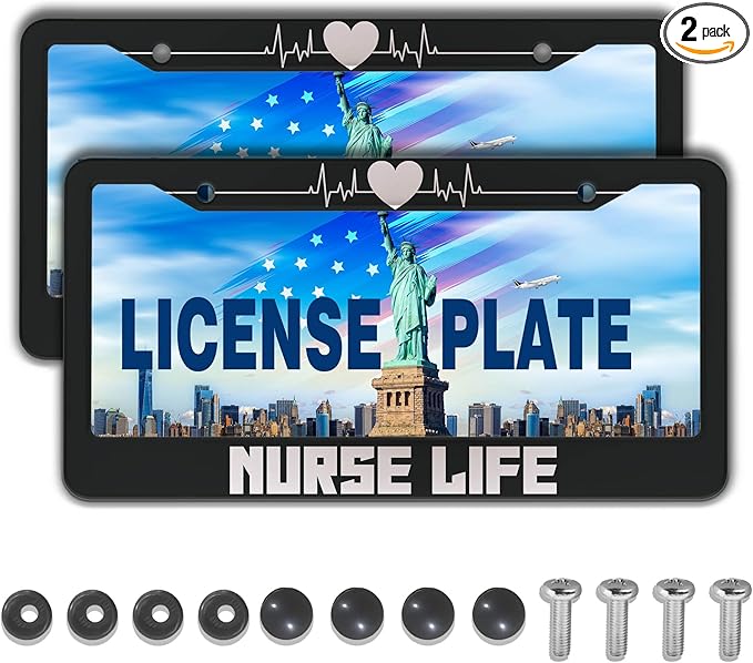 License Plate Protector Black and White License Plate Frames Nurse Life by Unknown