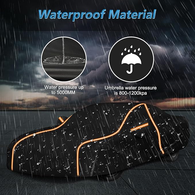 Car Cover for Chevy Camaro 1982-2002, Waterproof 210D Oxford Cloth and Cotton - Image 5