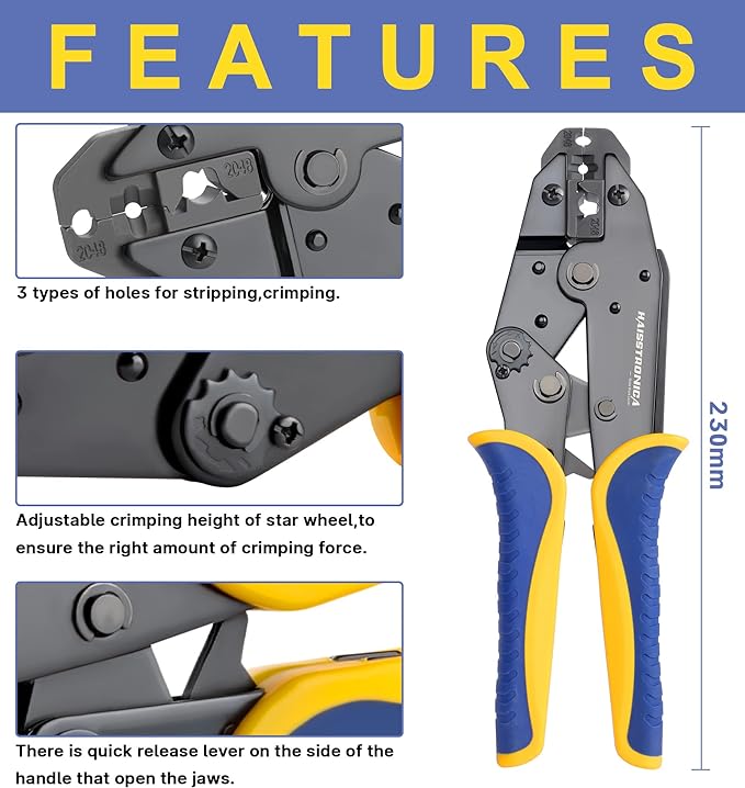 Haisstronica Crimping Tool for Spark Plug Ignition Wire, 8.5mm Ratchet Wire - Image 4