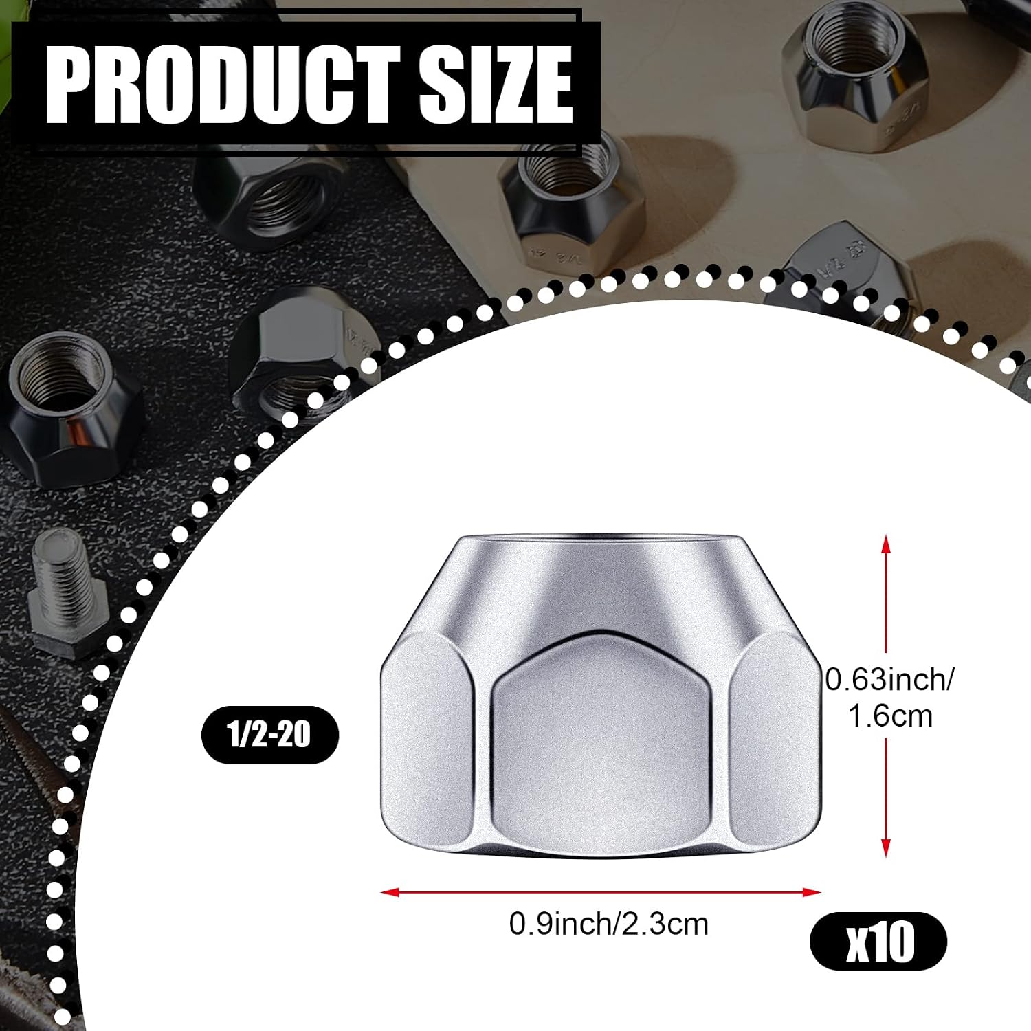 Frienda 1/2-20 Inch Trailer Lug Nuts 509 Tire Wheel Lugs Tire Acorn Silver Open End Finish Nuts for Trailers Wheel(10 Pieces)