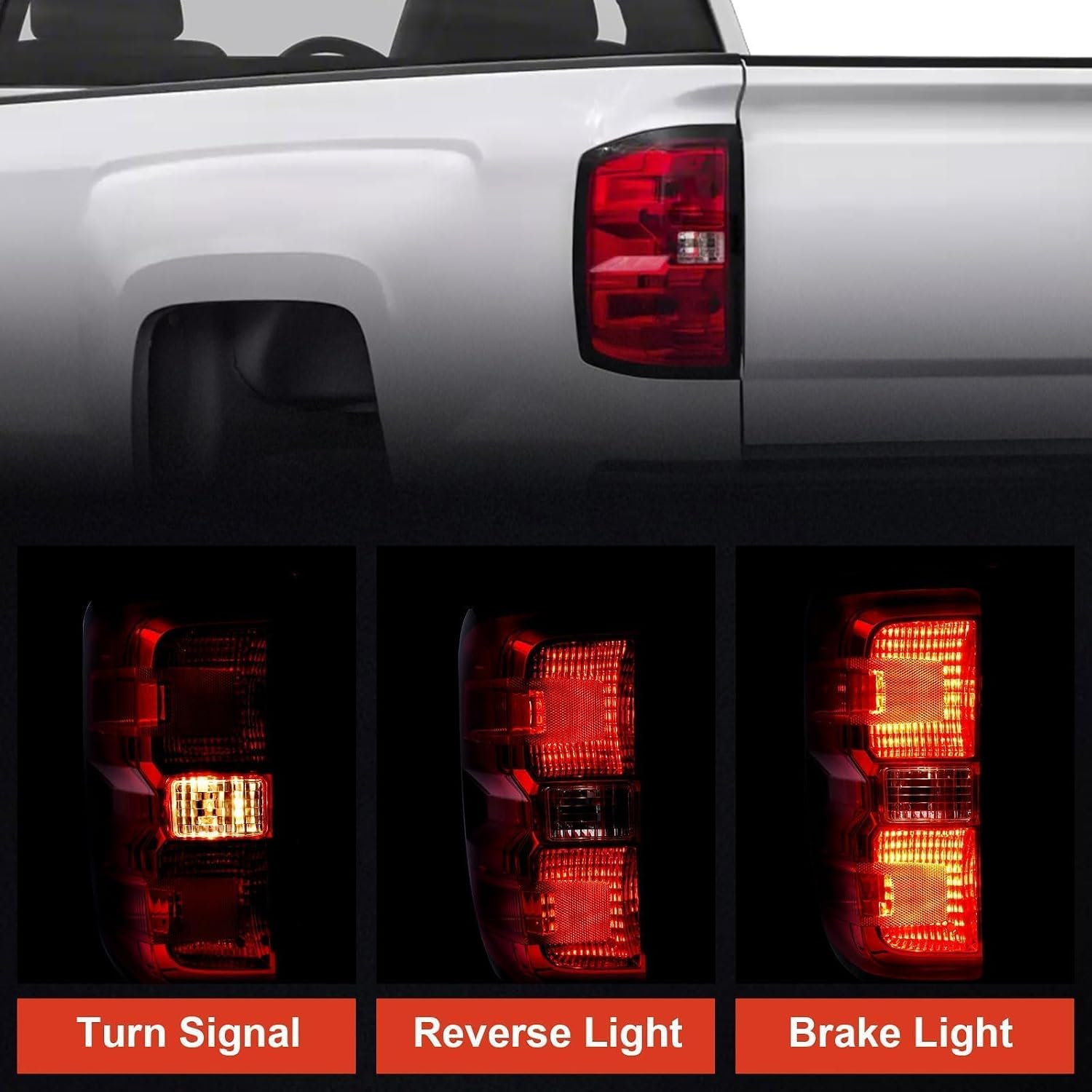 Tail Light Compatible With 2014-2019 Chevy Silverado 1500 2500 HD GMC Sierra 3500 HD Left Driver Side Taillight Replace 23431875 Halogen