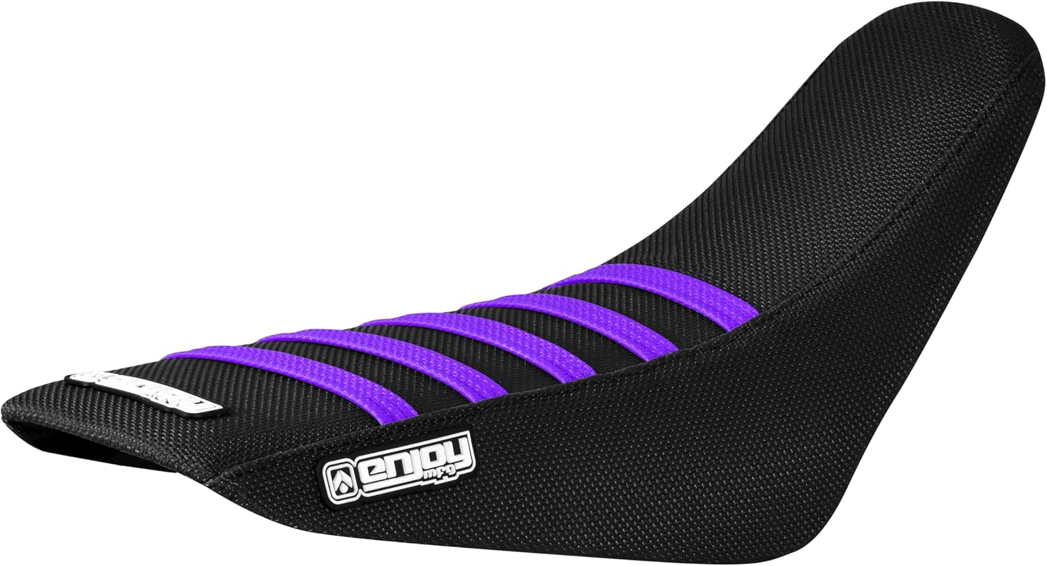 Enjoy Mfg Seat Cover - Compatible with Honda 2013-2018 CRF 110 CRF110 - #72 (All Black with Purple Ribs)