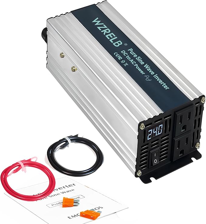 WZRELB 800W Pure Sine Wave Inverter 24V DC to 110V 120V AC, Car Power Inverter by WZRELB