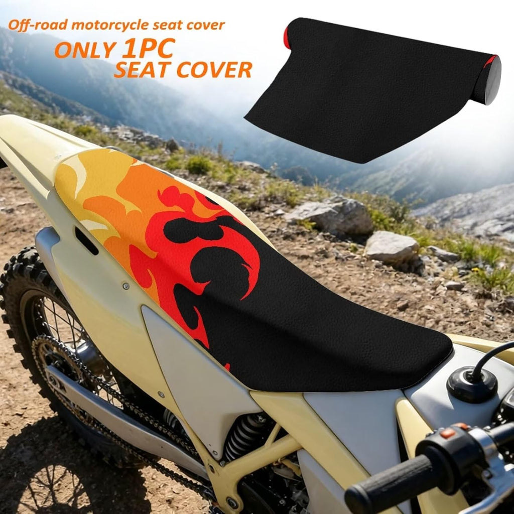 Fire Flame Dirt Bike Seat Cover Anti Slip Motorcycle Seat Cover Full Protection for E Dirt Pit Bike Ebike Motocross Motorcycle Enduro KX KLX 65 80 85 100 110 250 450