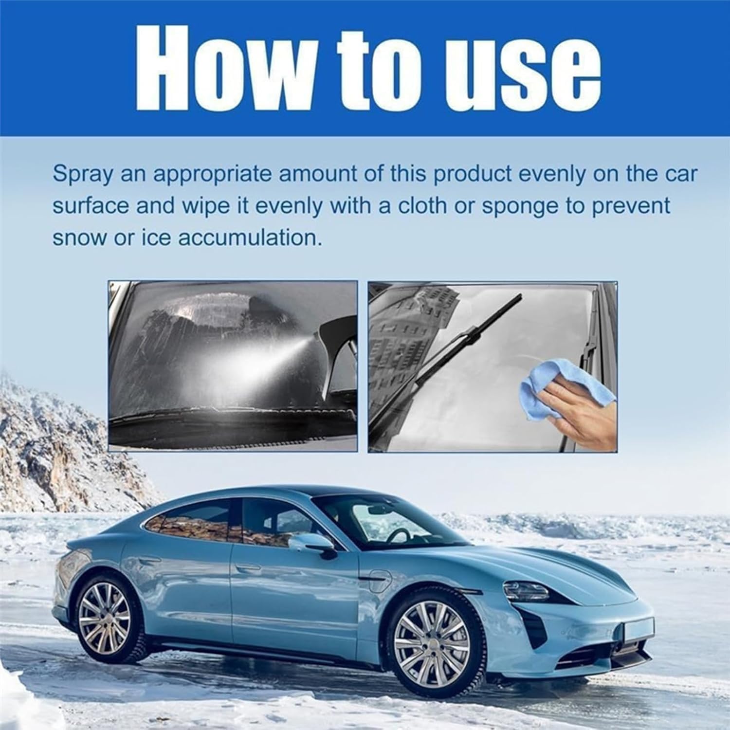 Car Windshield Snow Melting Coating Spray,Windshield De Icer Spray for Winter,Multi-Purpose Car Window Remover Snows Sprays for All Cars (3PC)