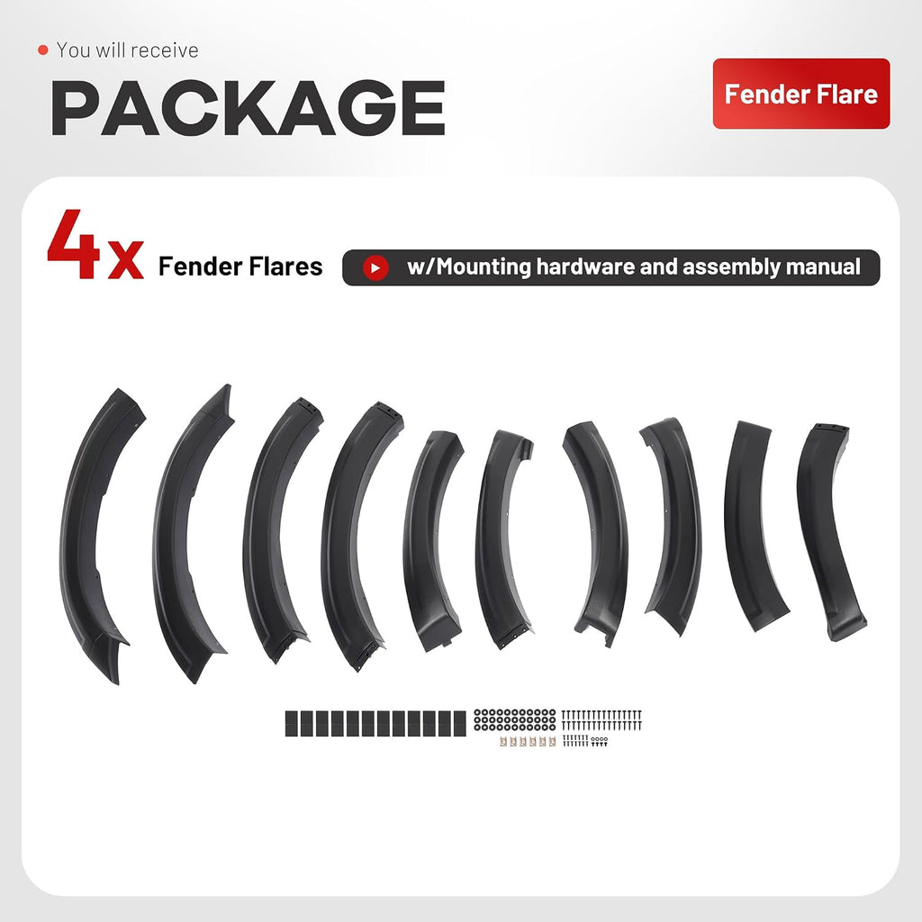 ALMULOO 4Pcs Fender Flares Compatible with 2010-2018 Dodge Ram 2500 3500 Wheel Arch Covers Plastic(PP) Textured Black