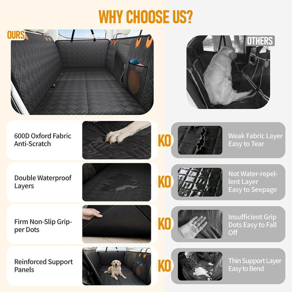 dog car seat cover for back seat, hard showing dimensions