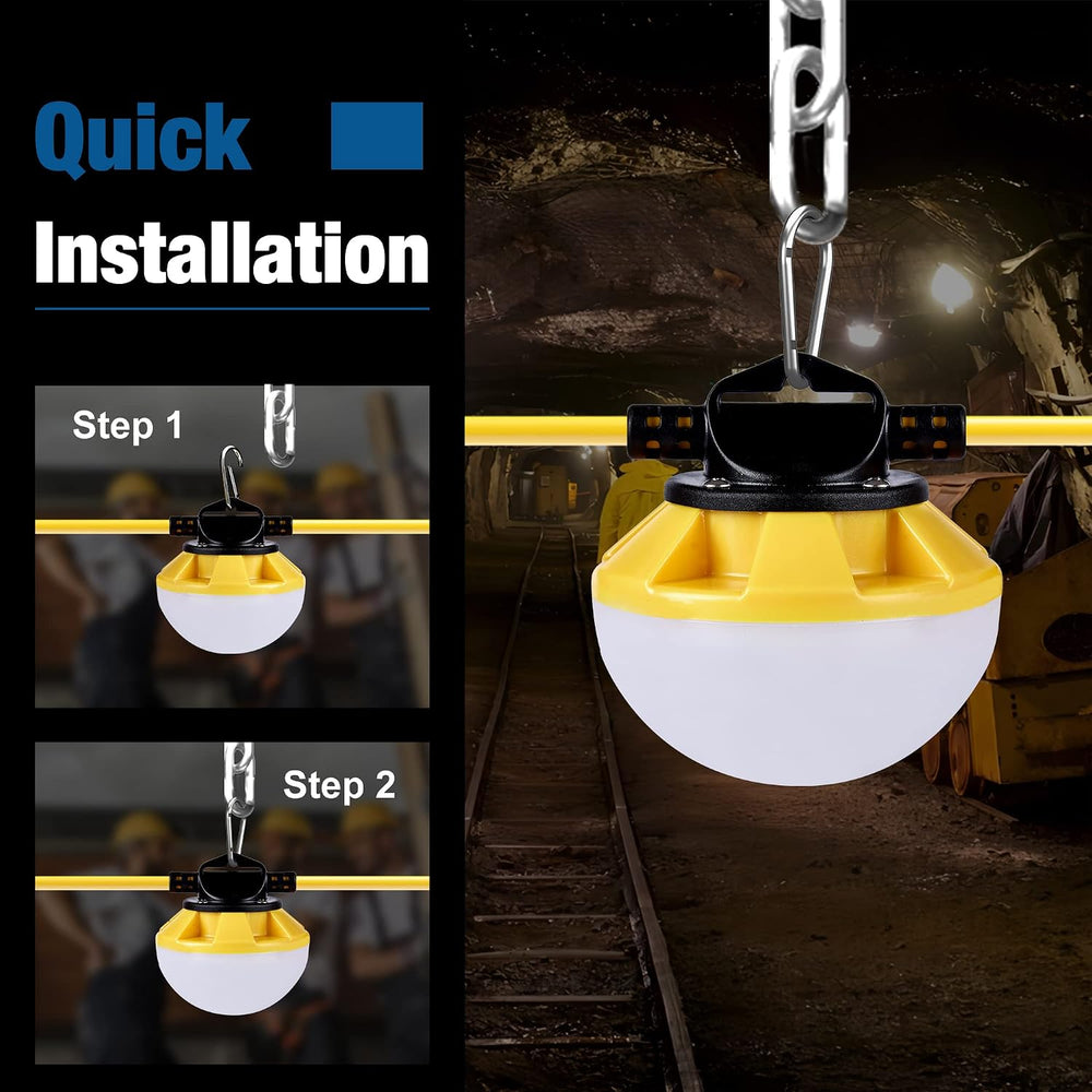 LED Construction String Light 50FT, 50W 6000Lm,18AWG Wire,5000K Linkable Stri...