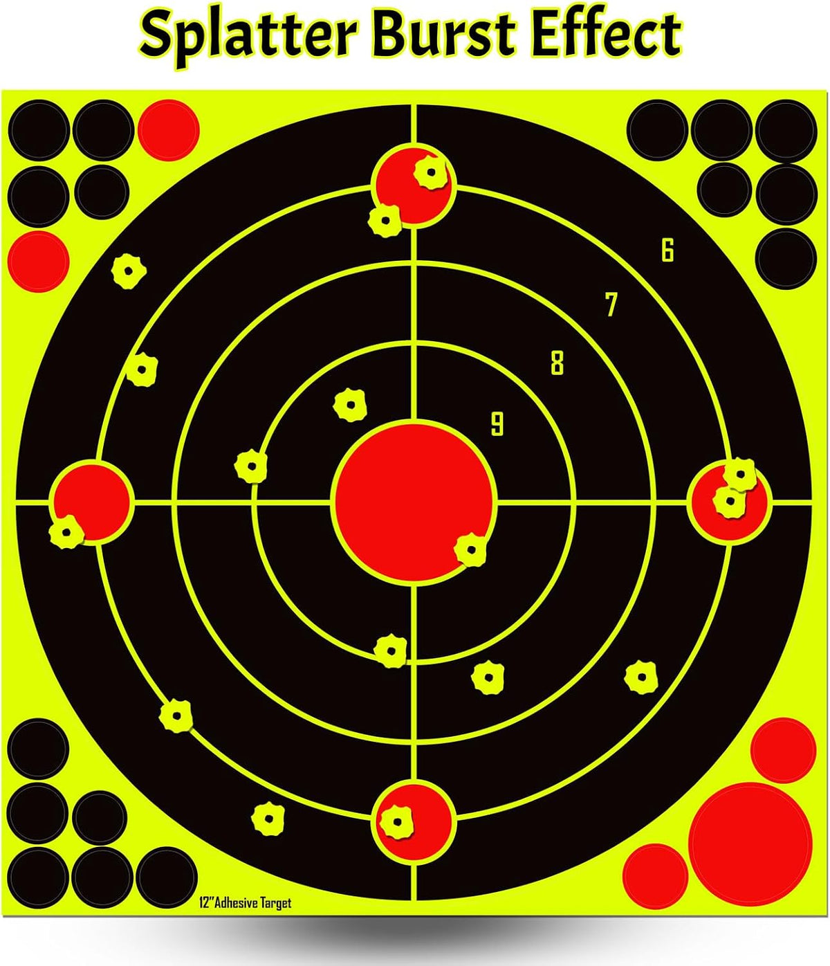 12x12 inch splatter adhesive targets, reactive shooting stickers, close-up detail