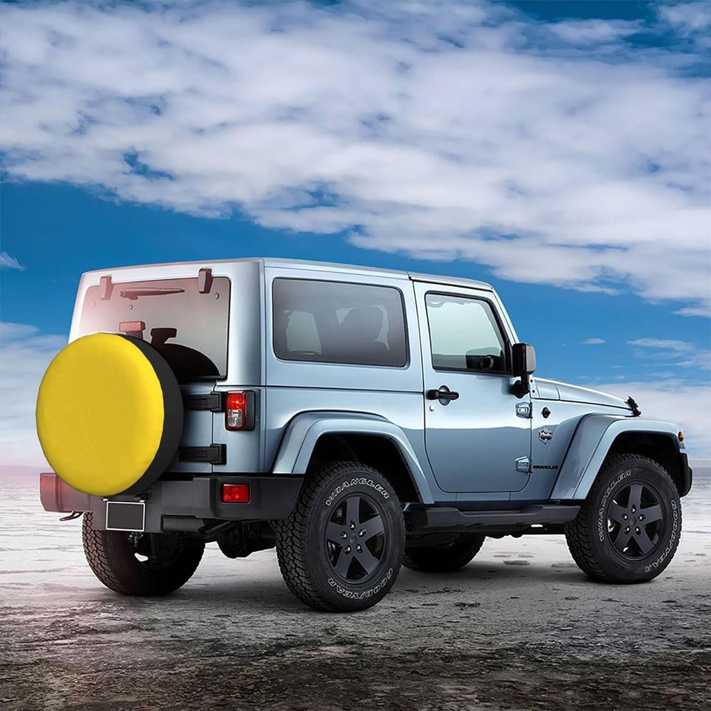 Gold Yellow Print Universal Spare Tire Cover for RV, Jeep | Wheel Protector Fits Rv, Trailer, Jeep, Shield Tires From Sun, Dirt And Rain For Outdoor Storage