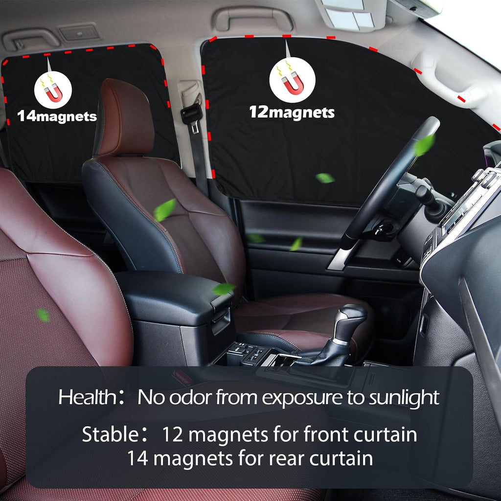 XCBYT Magnetic Car Side Window Shades 4 Pack, 100% Blackout Privacy | Blackout privacy for camping, naps & work. Keeps your car cool. Fits steel frames only, measure first. Handle magnets gently