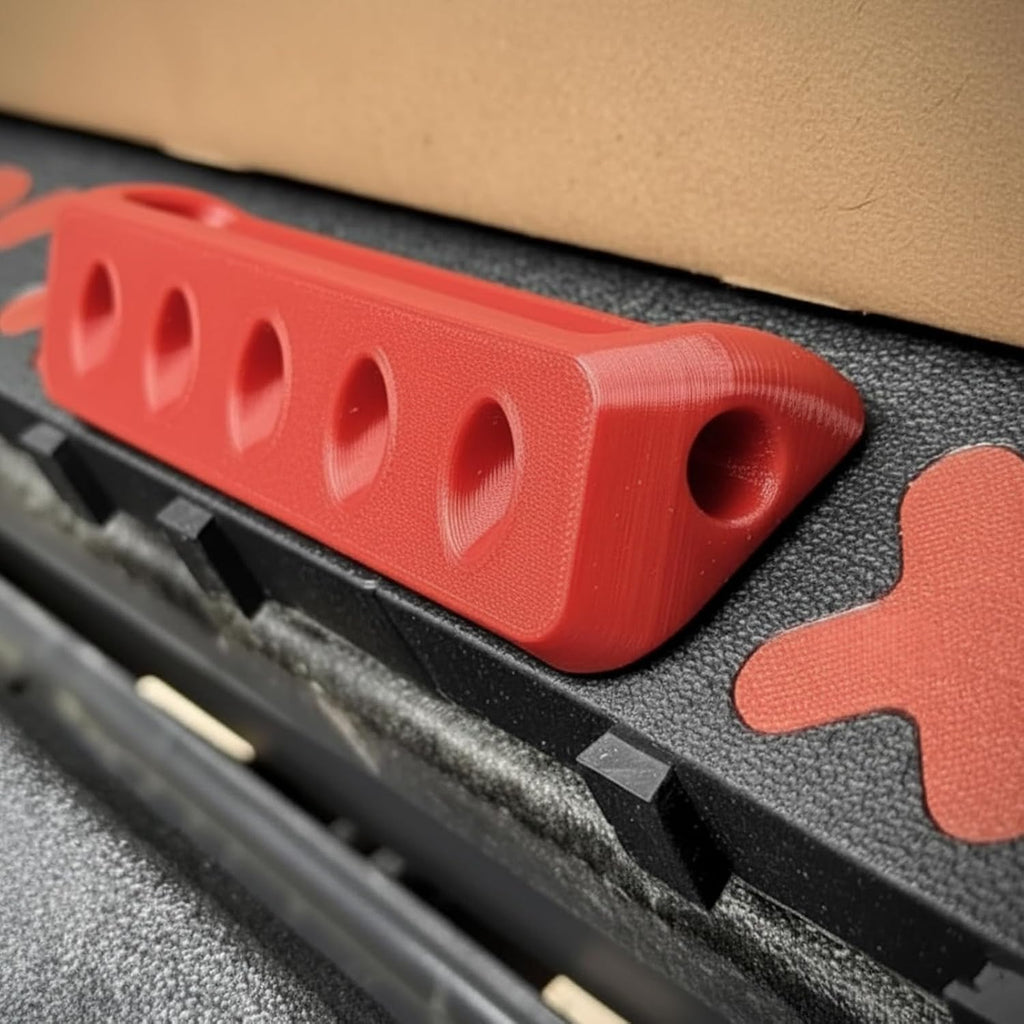 2Pcs Pull Handle Compatible with Tmat Truck Bed Cargo System, Low Profile Cargo System Grip Handle with Bungee Holes, Secure Angled Design for Truck Bed Organization (Red)