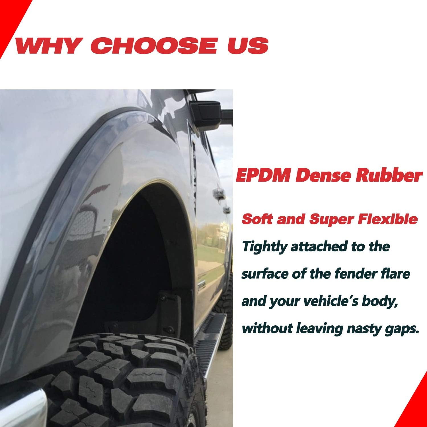 Fender Flares Edge Trim, Fender Flare Rubber Seal for Car and Truck Wheel Wells, Rubber Gasket for Fender Flares Universal, Bonds w/Automotive-Grade Adhesive Tape, T-Style, 30’ Length