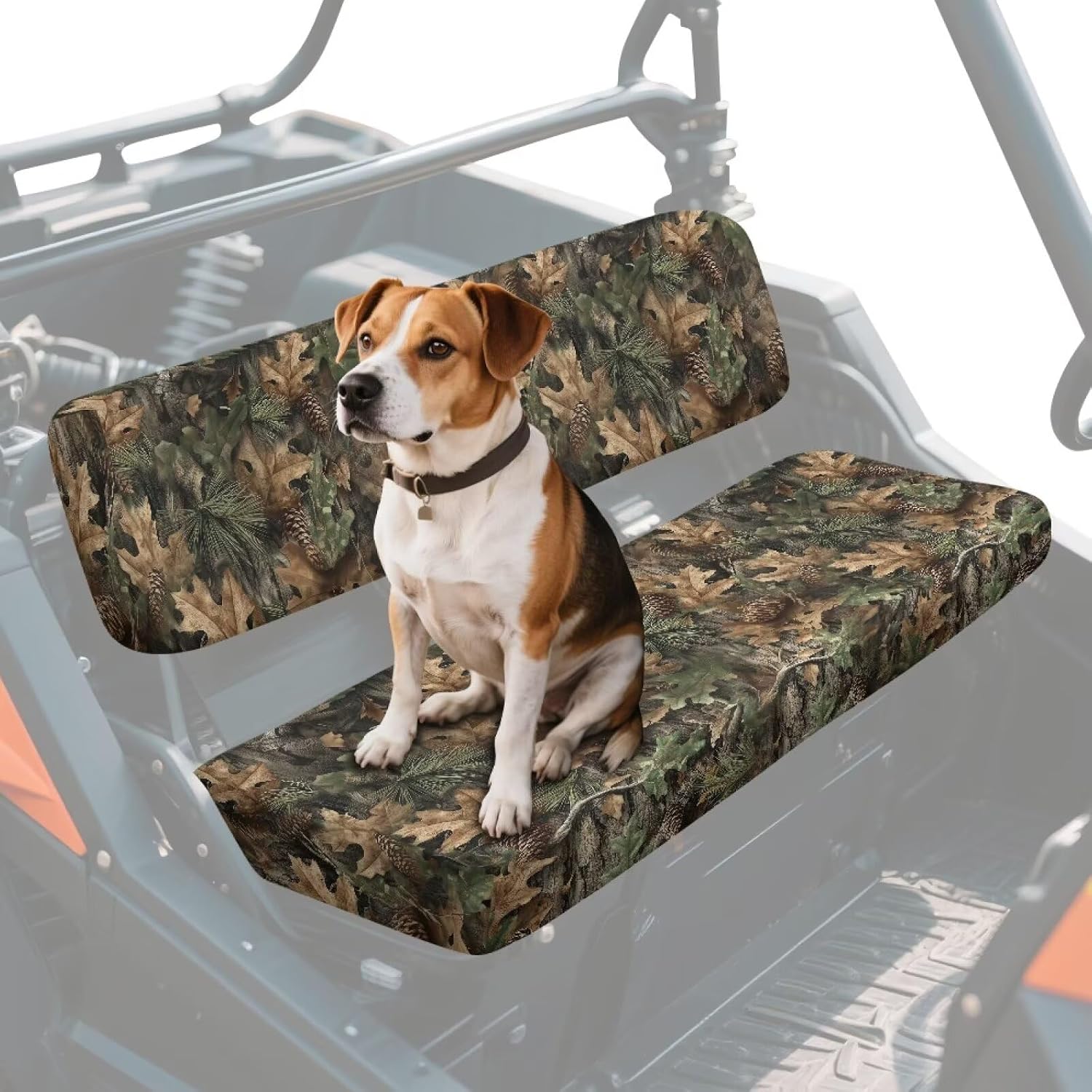 Pine Oak Leaf Camo Print UTV Bench Seat Cover Backrest Cover Seat Covers Compatible with Kawasaki Mule 3000 3010 3020 4000 4010 2001-2023 2025