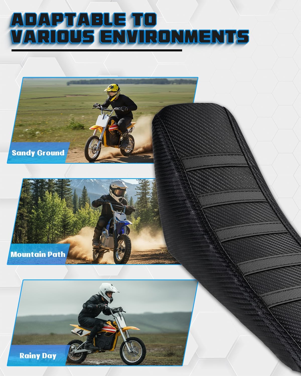 MX350 Seat Cover, E Dirt Bike Gripper Rubber Cover for Razor MX350/400, BLACK