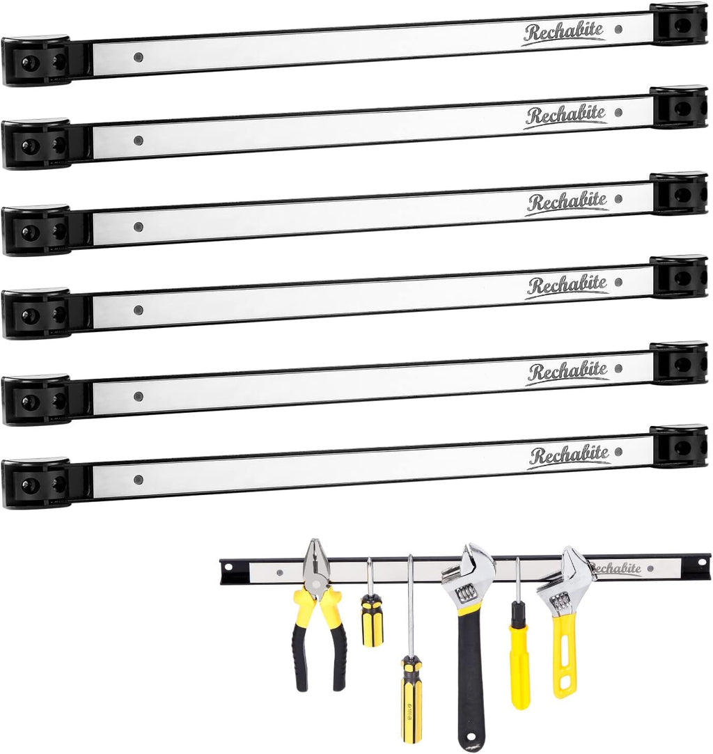 6 Pieces 18" Magnetic Tool Holder Strip, Stainless Steel Surface Tool Magnet Bar