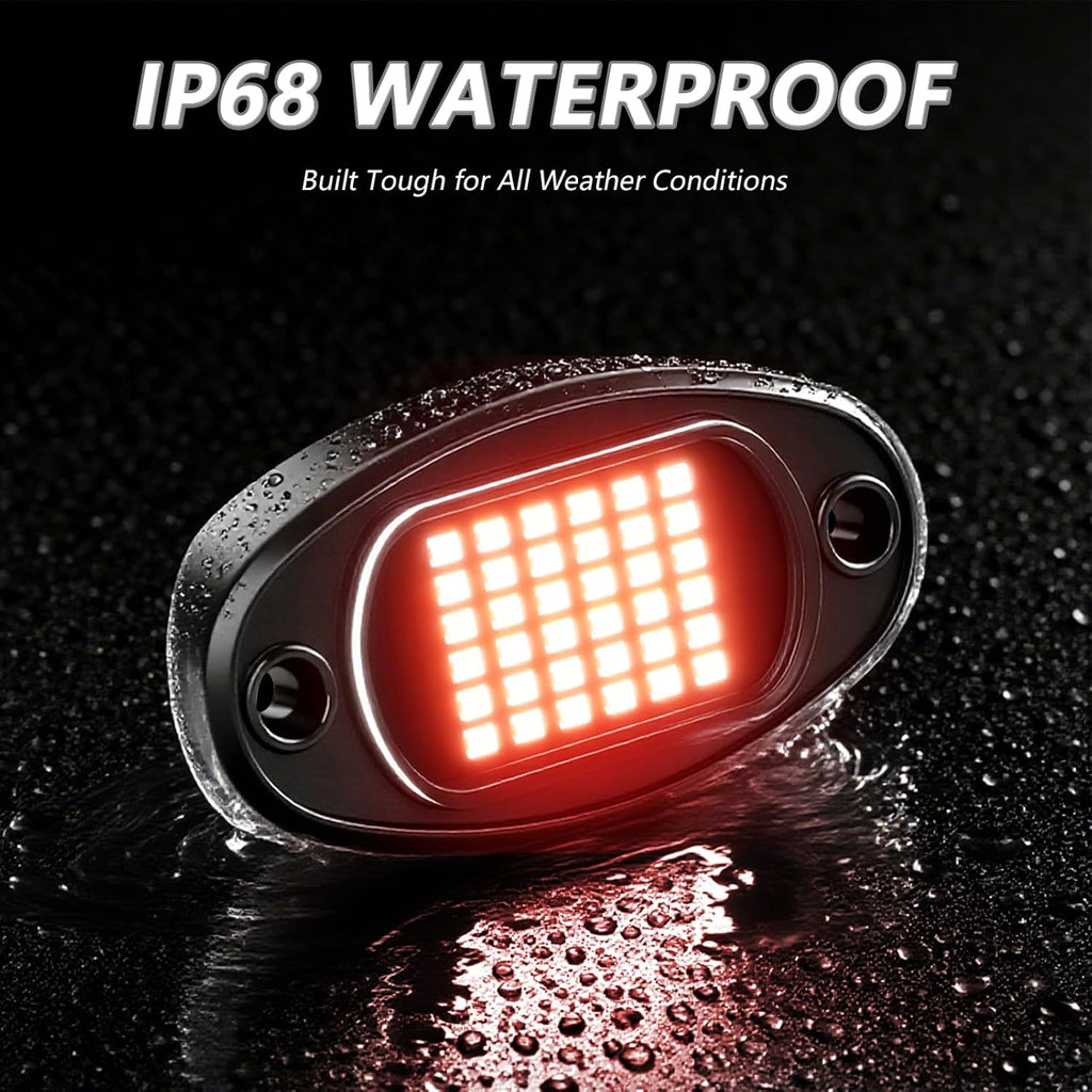 Keenso Underglow LED Lights for Cars, 36-LED Underbody Lights IP68 Water Proof with Aluminum PCB 11-Core Copper Wire for Car Truck ATV UTV SUV (Red)