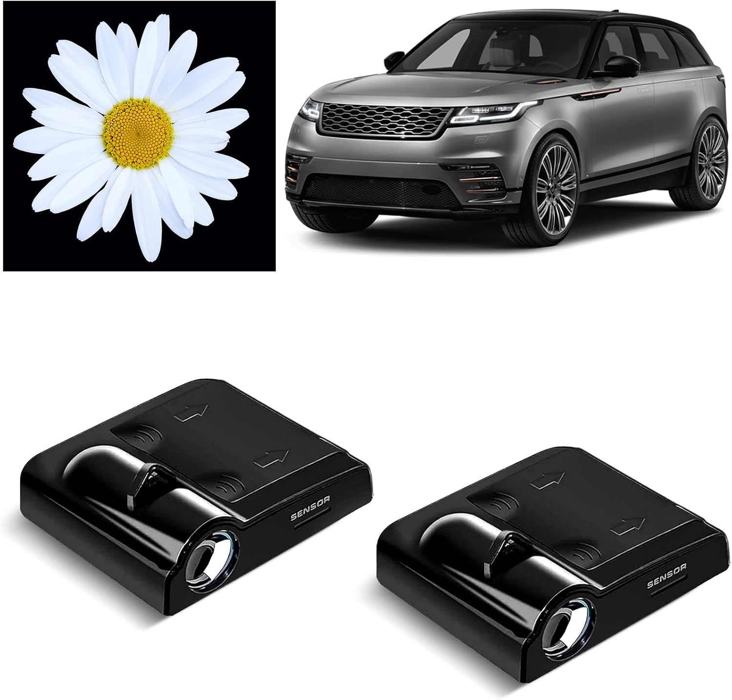 Car Door Lights Projector, 2PCS Daisy Car Door Projector Lights Universal Welcome Courtesy Ghost Shadow Lamp Fit for All Car Models Daisy