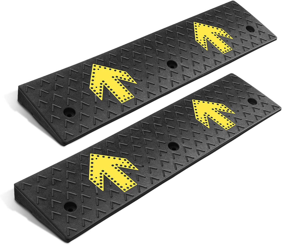 DNA MOTORING 2pcs 2.2" Rise Rubber Arrow Curb Ramp Heavy Duty Loading Driveway