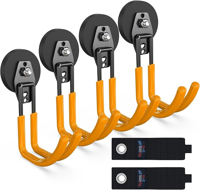3-H Heavy Duty Magnet Garage Hooks 4 Pack, J Shape Strong Magnetic Hooks by 3-H