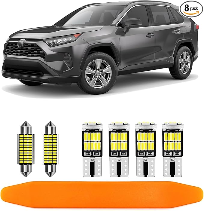 8 Piece CooL White LED Interior Lights Kit by AUTOGOOD