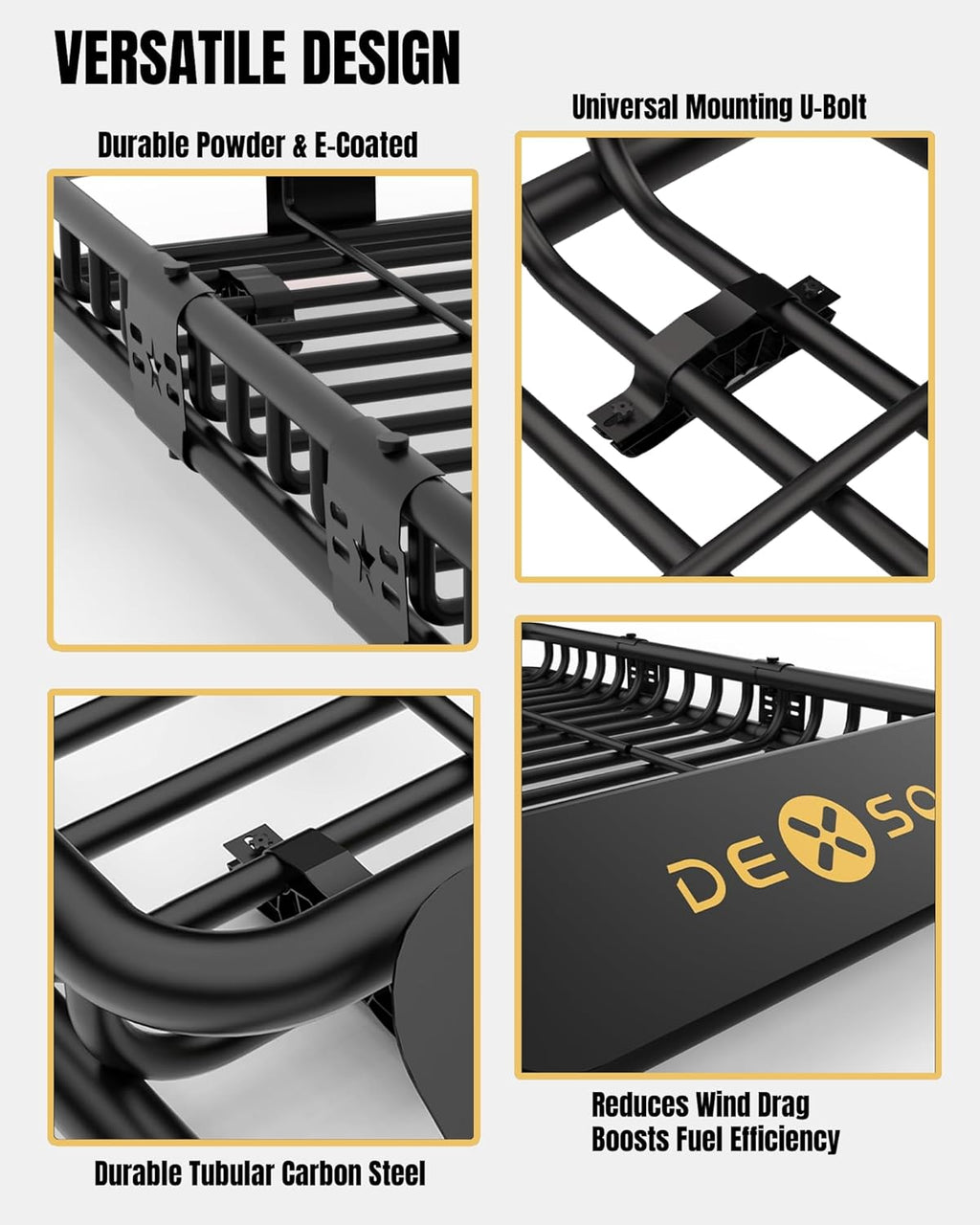 DEXSO 64" x 39" Universal Roof Rack Basket with Cargo Net, 200 Lbs Capacity Rooftop Cargo Carrier Basket with Extension Heavy Duty Luggage Holder Rack for SUVs, Trucks, Vehicles