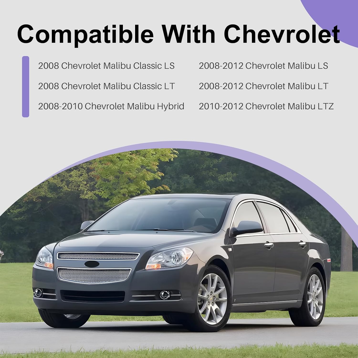 CarPartsDepot Front Grille Molding Upper Grill Trim Compatible With Chevrolet 2008-2012 Malibu GM1210114 15823701