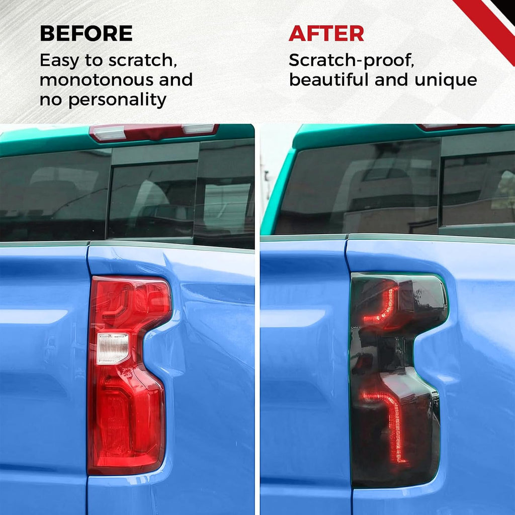 Taillight Protector Covers Compatible with Chevrolet Silverado 2019-2025, Gen 4 ABS Smoked Black Tail Light Protective Bezels, Custom-Fit Rear Taillight Shell Accessories (2PCS)