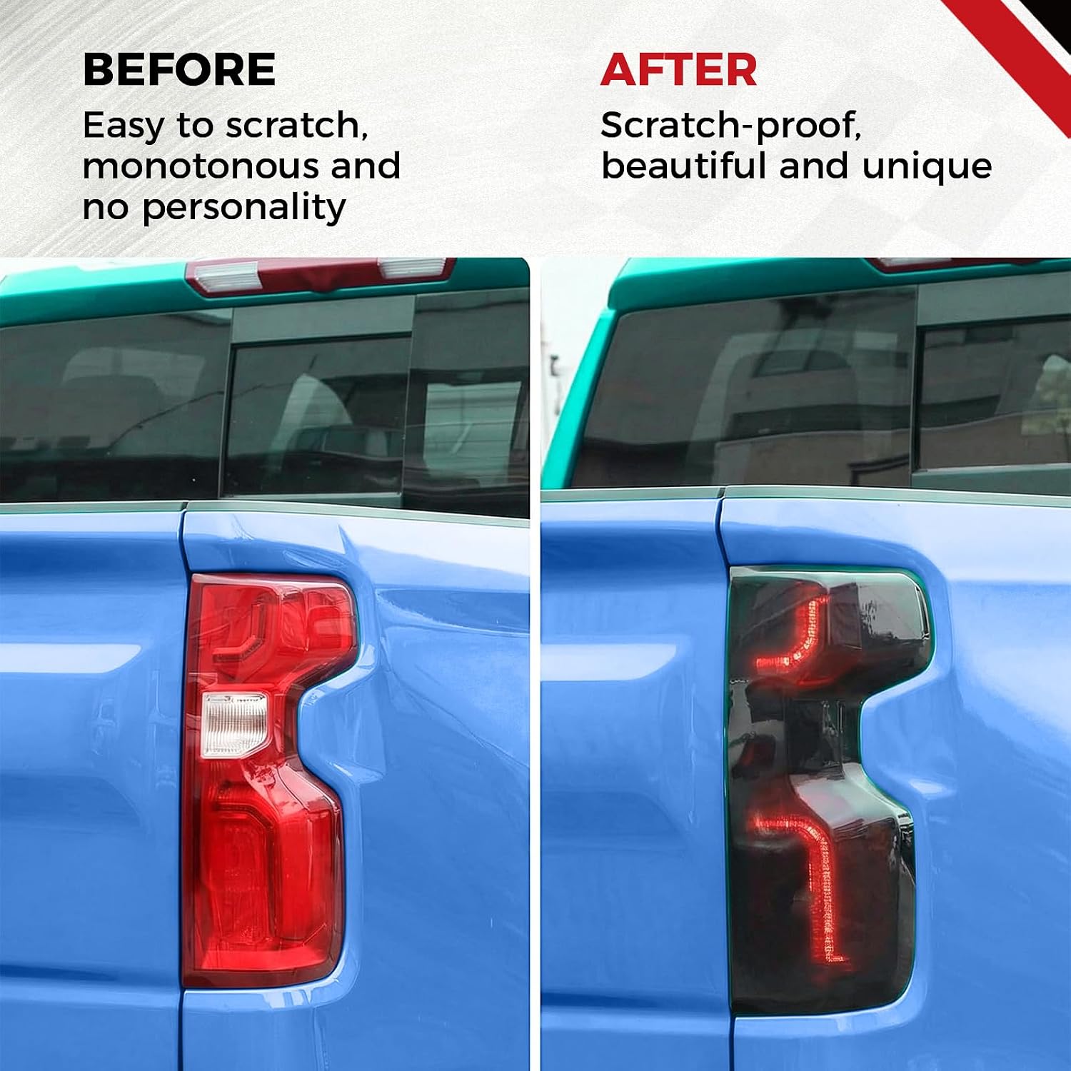 Taillight Protector Covers Compatible with Chevrolet Silverado 2019-2025, Gen 4 ABS Smoked Black Tail Light Protective Bezels, Custom-Fit Rear Taillight Shell Accessories (2PCS)
