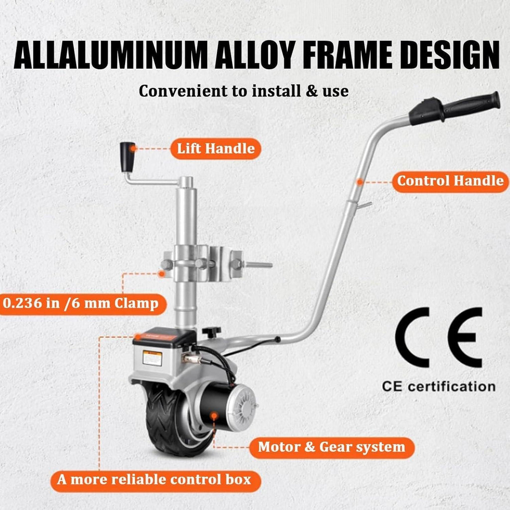 350W Electric Trailer Mover - Aluminium Jockey Wheel, 12V, Max Load 5000Lbs, Power Dolly for Boat & Trailer Maneuvering, Heavy-Duty Trailer Jack