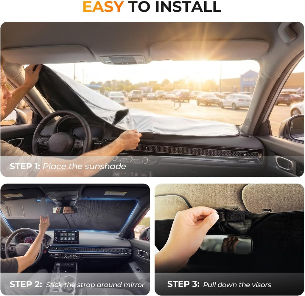 [2026 Upgraded] DooGooCoo Windshield Sun Shade for Toyota Corolla 2020-2025 2026 [Cooling Ice-Crystal, 100% Sun Block ] Sunshade for Car Windshield for Toyota Corolla Sun Shade, Custom Fit Corolla.