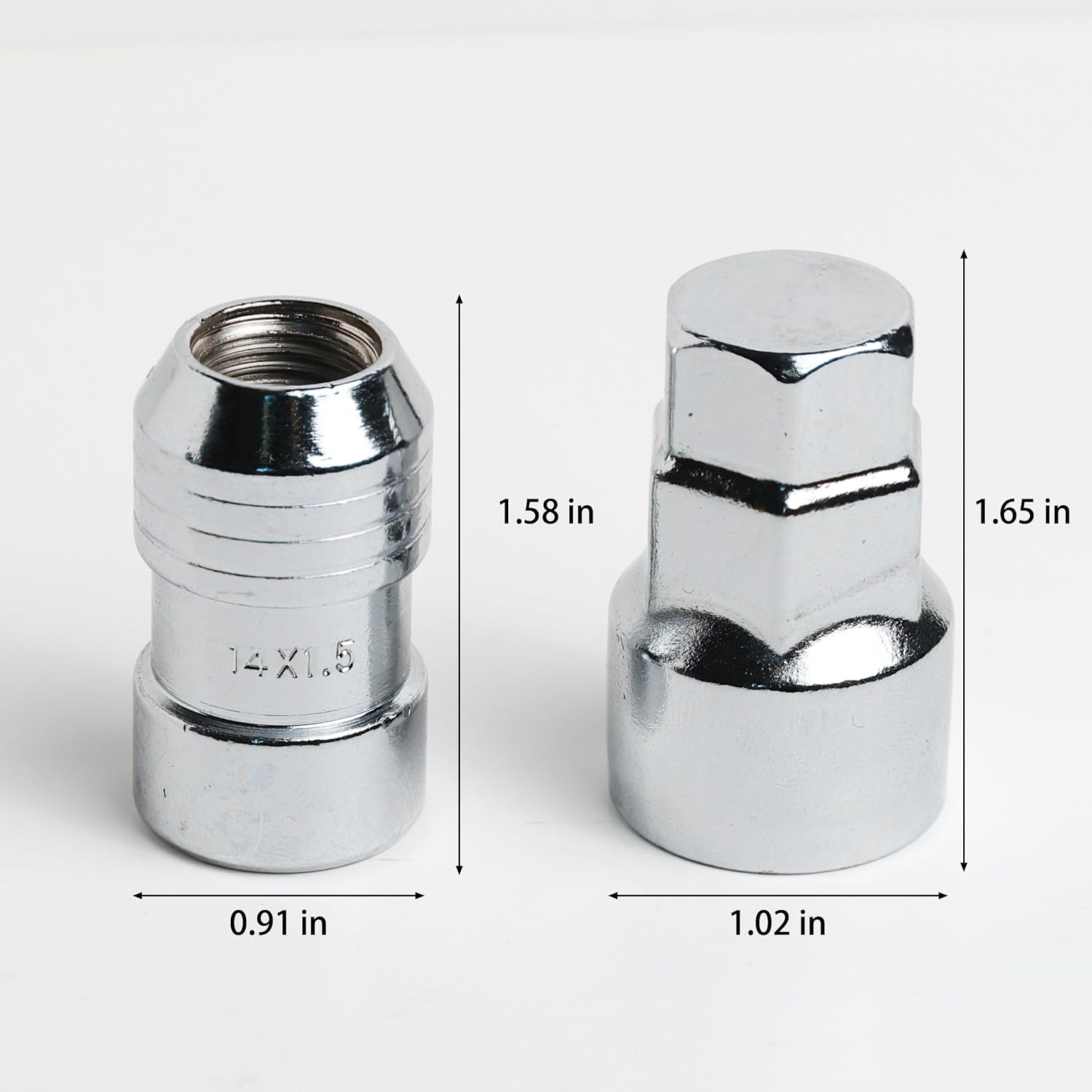 Sliver M14X1.5 Wheel Locks Lug Nuts for Cars Tires, Set of 5 Locks with 1 Key