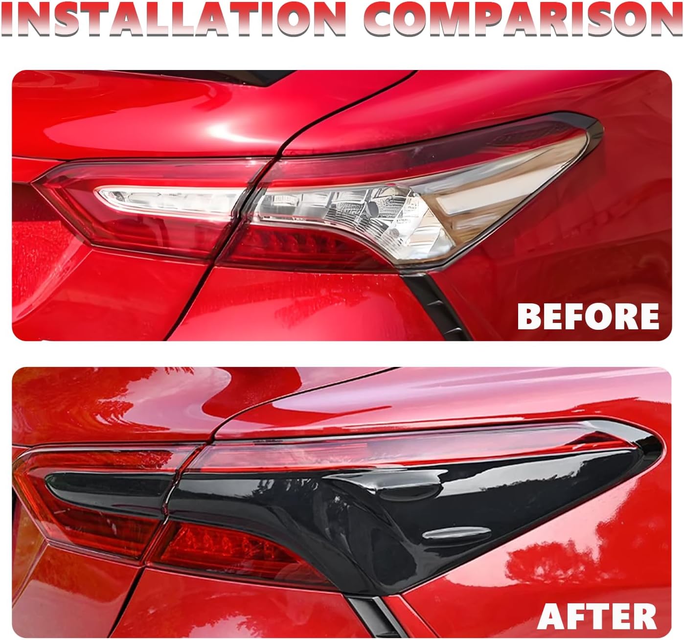 AUCERAMIC 4Pcs Tail Light Lamp Cover Guard Trim Fit 2018 2019 2020 2021 2022 2023 2024 for Toyota Camry Tail Light Frame Bezels