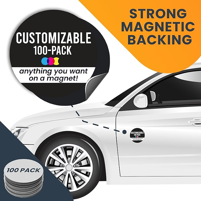 Magnet Me Up Customizable 30 Mil Round Magnet- 5”, 100 PK Weatherproof Car - Image 2