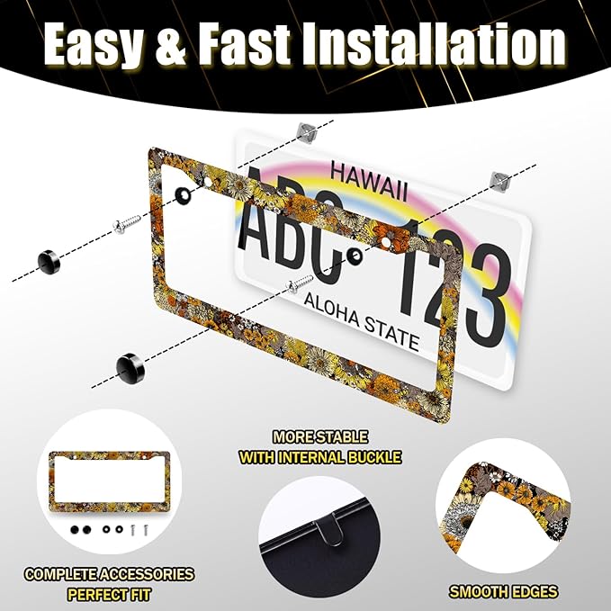 Vintage Sunflowers License Plate Frame Flowers License Plate Holder Stainless - Image 7