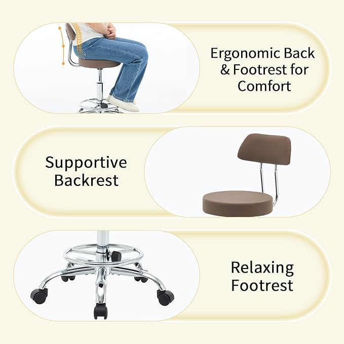 Salon Rolling Chair, Adjustable Stool - Image 5