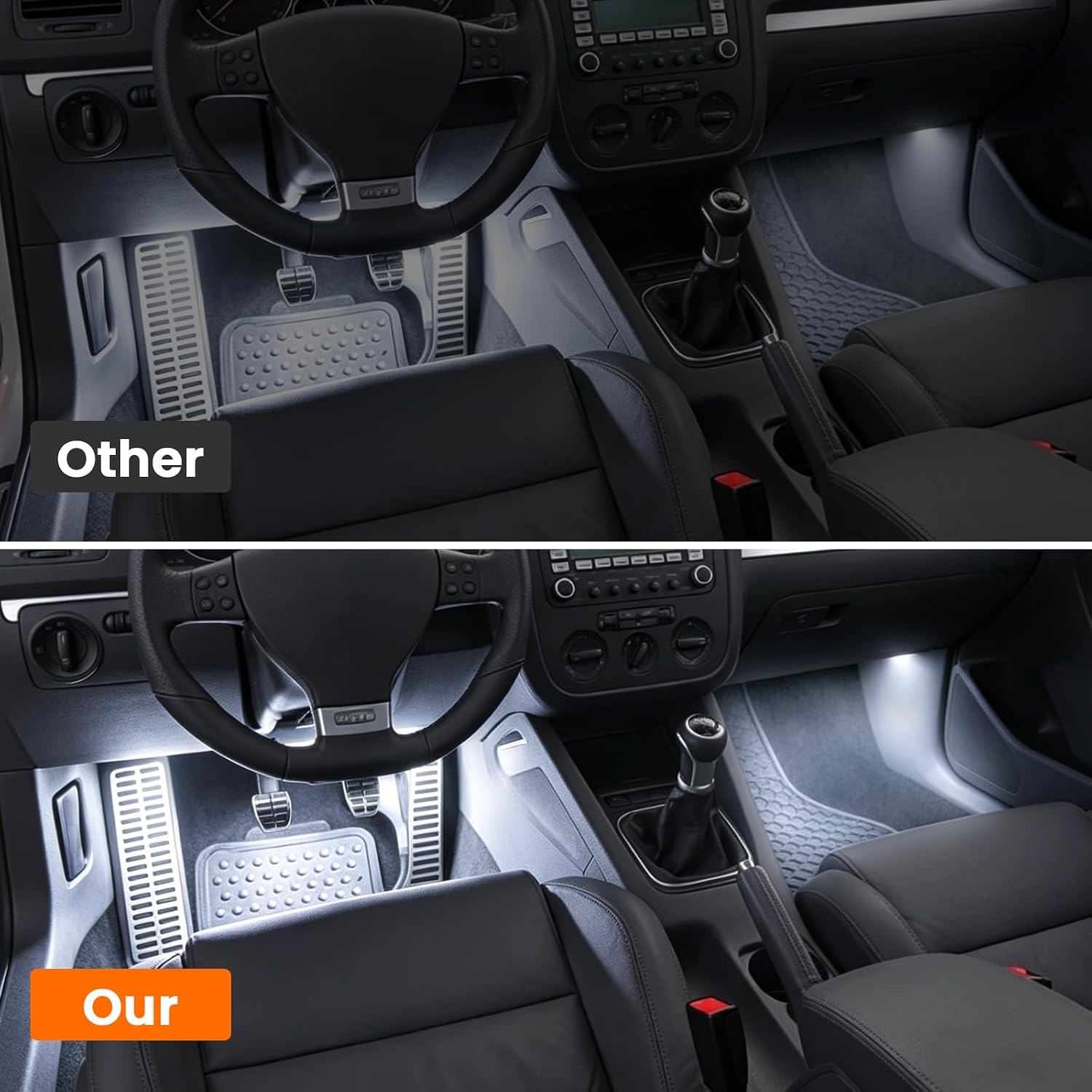 YCLL LED Glove Box Footwell Lights White for VW Golf Jetta GTI Altas CC Eos Tiguan