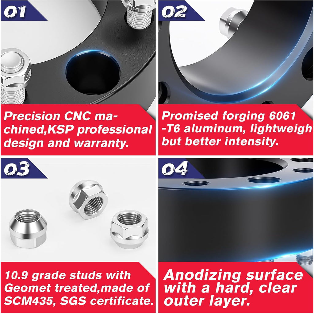 KSP 2 inch 5x150mm Wheel Spacers Fits to-yo-ta 08-21 Tundra Sequoia, 5x5.9 Wheel Spacers for Land Cruiser J70 J76 Lexus LC70 LC76 Models, with M14x1.5 Studs 110.1mm Hub Bore, 2PCS Not Hubcenetric