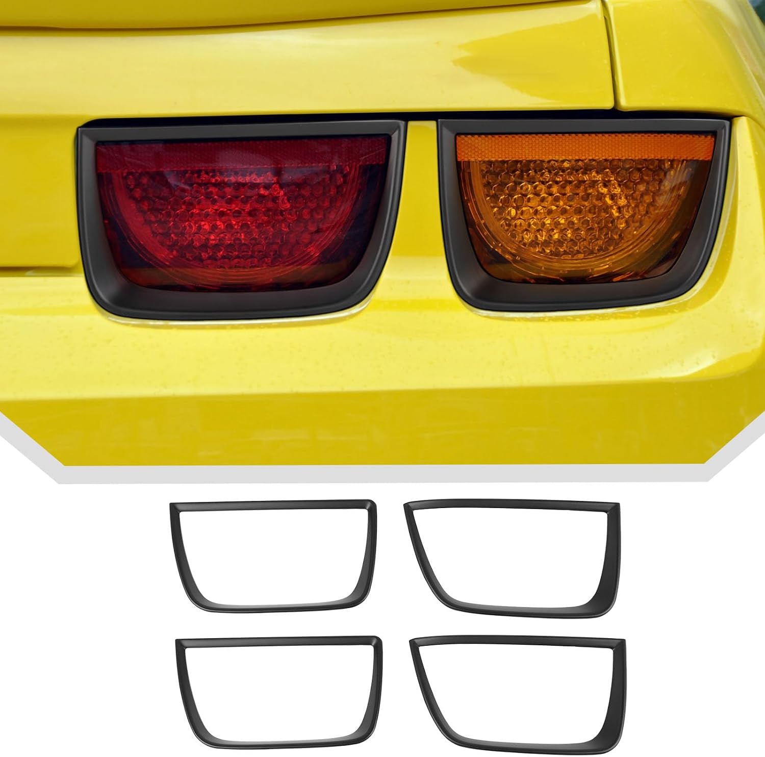 JeCar Matte Black Tail Light Bezel Taillight Cover Trim Accessories Compatible with Chevrolet Chevy Camaro 2010 2011 2012 2013(4 Pieces)
