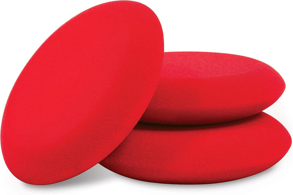 Griot's Garage Hand Wax Applicators, Foam Car Detailing Pads for Smooth Application of Waxes, Polishes, Dressing, Protectants, and More, Machine-Washable and Reusable, Red, Set of 3