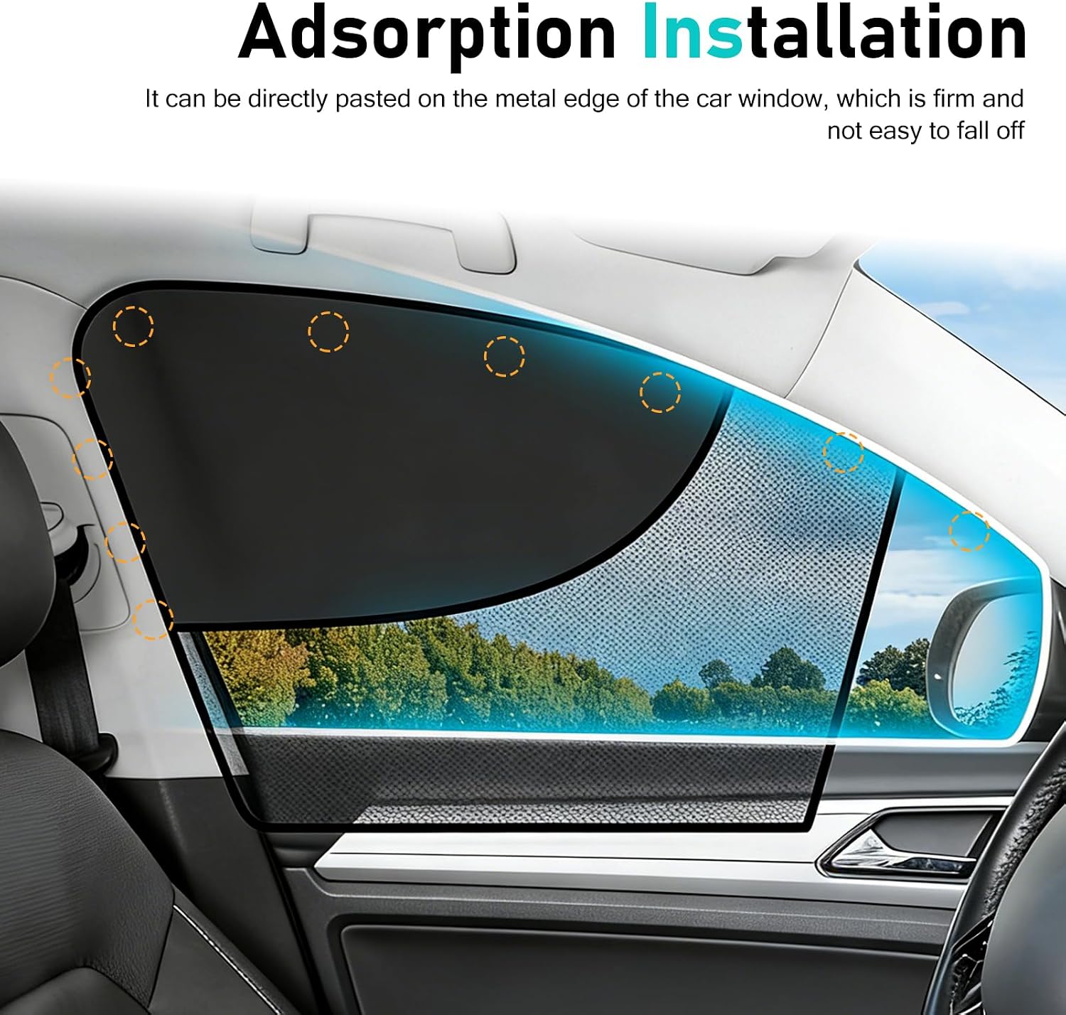 2 PCS Car Window Shades, Magnetic Double Layer Side Window Sun Shades, Full Shade Half See-Through Front Window Covers, Universal for Most Cars, Trucks, SUVs (Black)