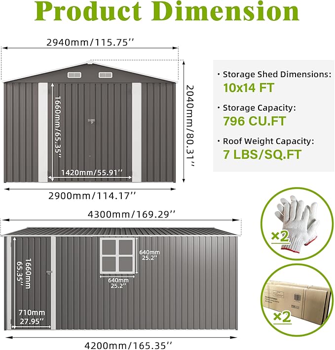 10x14 FT Outdoor Storage Shed - Image 2