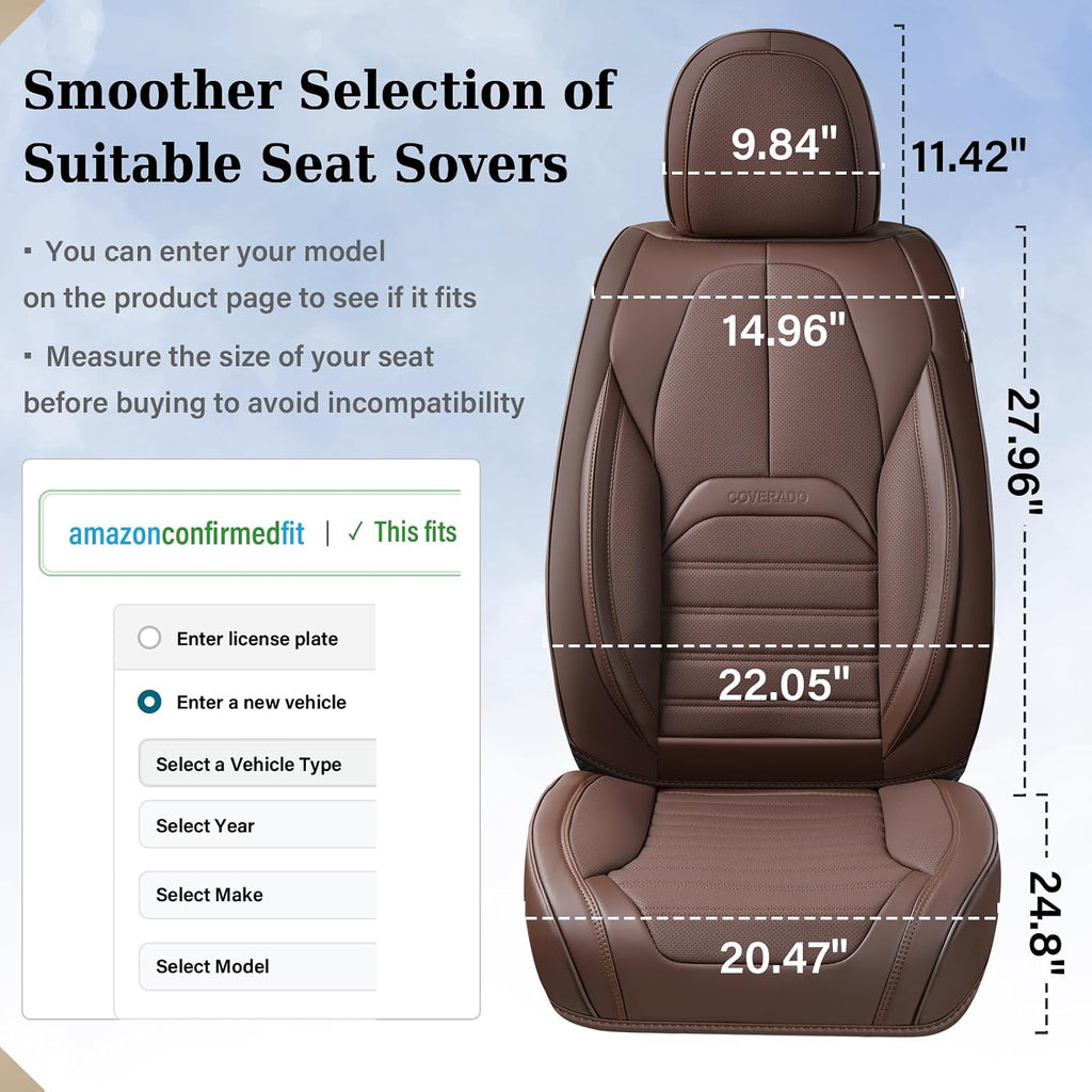 coverado seat covers, car seat covers front seats showing dimensions