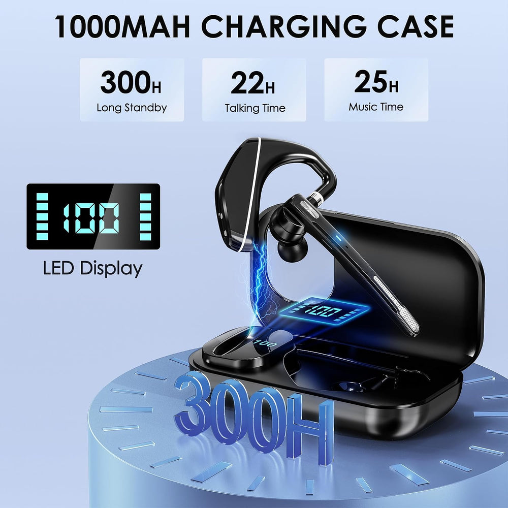 EKVANBEL Bluetooth Headset V5.3, Wireless Earpiece with 1000mAh Charging Case...